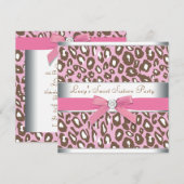 Roze Luipaard Sweet 16 Feest Kaart (Voorkant / Achterkant)