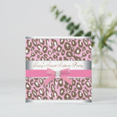 Roze Luipaard Sweet 16 Feest Kaart (Staand voorkant)