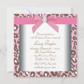 Roze Luipaard Sweet 16 Feest Kaart (Achterkant)