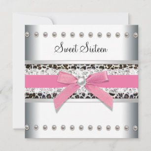Roze Luipaard Sweet Sixteen Verjaardagsfeestje Kaart