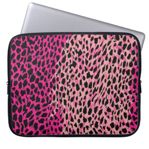 Roze luipaard textielfabricagedier, ruggrou laptop sleeve