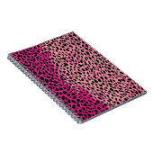 Roze luipaard textielfabricagedier, ruggrou notitieboek (Rechterzijde)