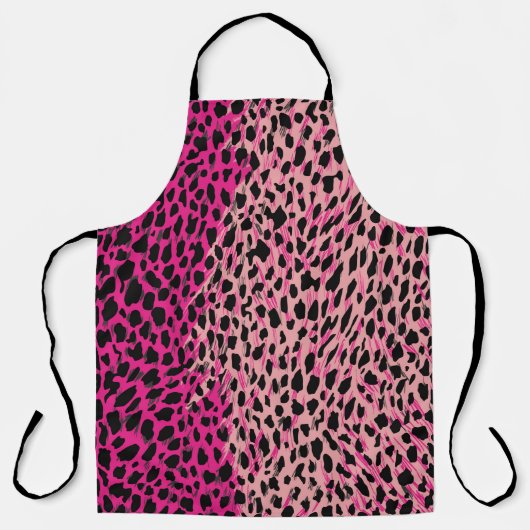 Roze luipaard textielfabricagedier, ruggrou schort (Voorkant)