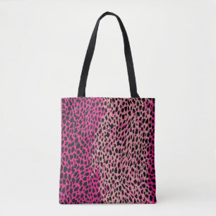 Roze luipaard textielfabricagedier, ruggrou tote bag