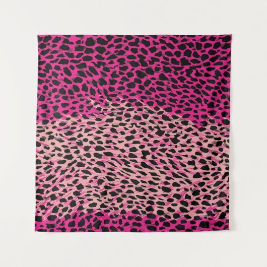 Roze luipaard textielfabricagedier, ruggrou wandkleed (Voorkant (horizontaal))