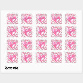 Roze Luipaard Valentijnshart Vierkante Sticker (Vel)
