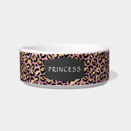 Roze Luipaard Vel Patroon Huisdier Hond Voerbakje