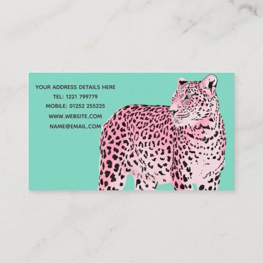 Roze luipaard visitekaartje (Achterkant)