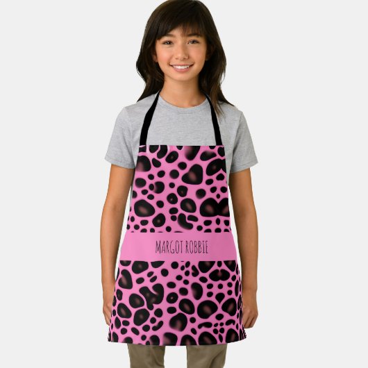 Roze luipaard vormt geometrisch patroon schort (Insitu)