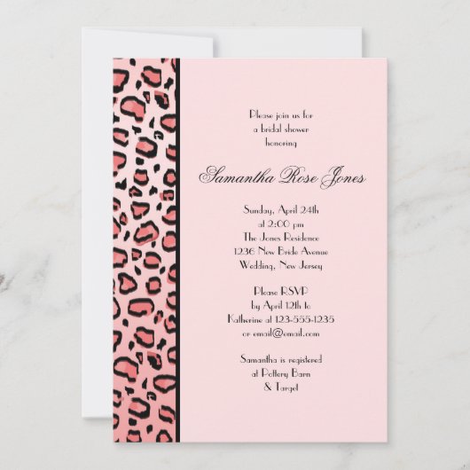 Roze luipaard Vrijgezellenfeest links streep Kaart (Voorkant)