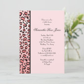 Roze luipaard Vrijgezellenfeest links streep Kaart (Staand voorkant)