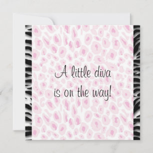 Roze Luipaard Zebra Baby Meisje Douche Kaart