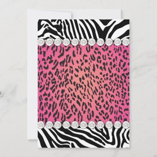 Roze Luipaard Zebra Sweet 16 Party Kaart (Achterkant)