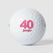 Roze luipaardprint 40e verjaardag Golfer 40 jaar Golfballen (Voorkant)