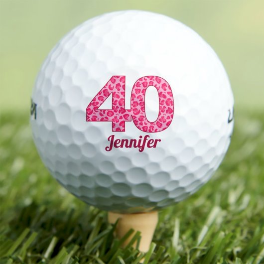 Roze luipaardprint 40e verjaardag Golfer 40 jaar Golfballen