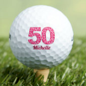 Roze luipaardprint 50ste verjaardag Golfer 50 jaar Golfballen
