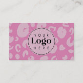 Roze Luipaardprint Aangepast Bedrijfslogo QR-code Visitekaartje (Voorkant)