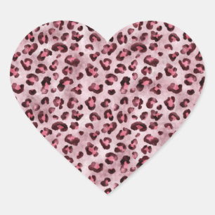 Roze Luipaardprint Artistieke Wilde Katachtige Vac Hart Sticker