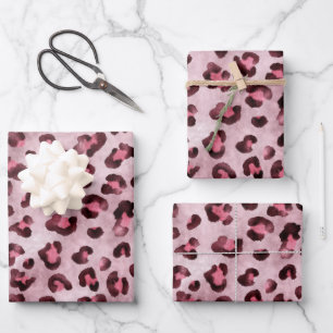 Roze Luipaardprint Artistieke Wilde Katachtige Vac Inpakpapier Vel