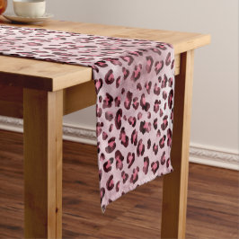 Roze Luipaardprint Artistieke Wilde Katachtige Vac Korte Tafelloper