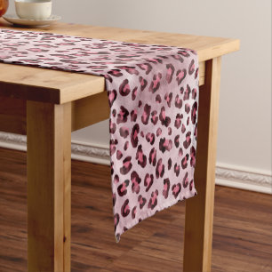 Roze Luipaardprint Artistieke Wilde Katachtige Vac Korte Tafelloper