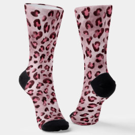 Roze Luipaardprint Artistieke Wilde Katachtige Vac Sokken