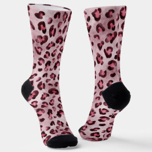Roze Luipaardprint Artistieke Wilde Katachtige Vac Sokken