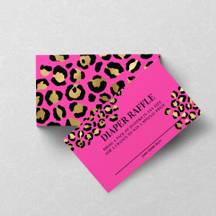 Roze Luipaardprint Baby Shower Luiers Raffle Informatiekaartje