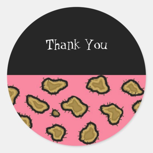 Roze Luipaardprint Bedankt Sticker (Voorkant)