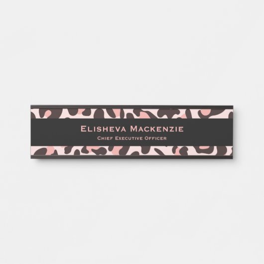 Roze Luipaardprint Deur Bord Naamplaat (Voorkant)