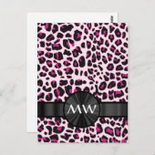 Roze luipaardprint en monogram briefkaart (Voorkant / Achterkant)