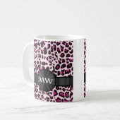 Roze luipaardprint en monogram koffiemok (Voorkant links)