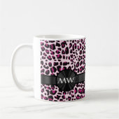 Roze luipaardprint en monogram koffiemok (Links)