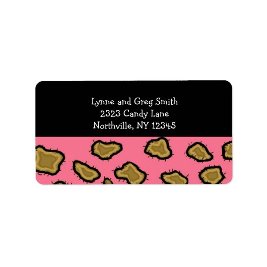Roze Luipaardprint Etiket (Voorkant)
