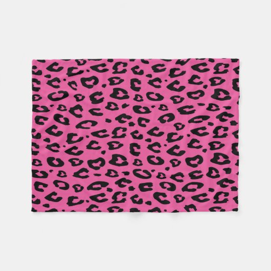 Roze luipaardprint fleece deken | Diervlekken (Voorkant (Horizontaal))