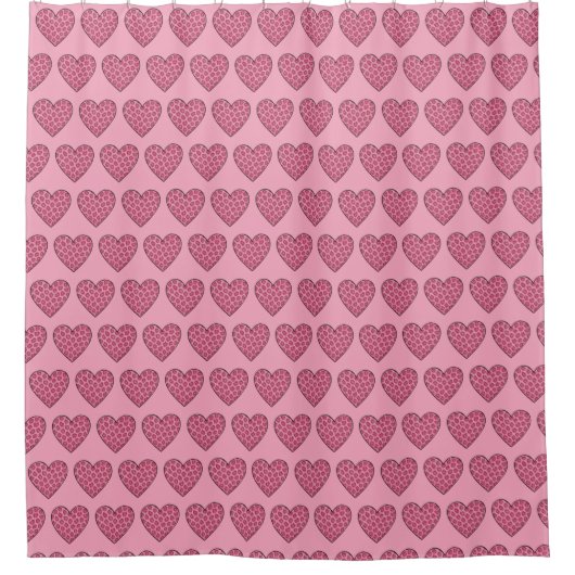 Roze Luipaardprint Harten Douchegordijn (Voorkant)