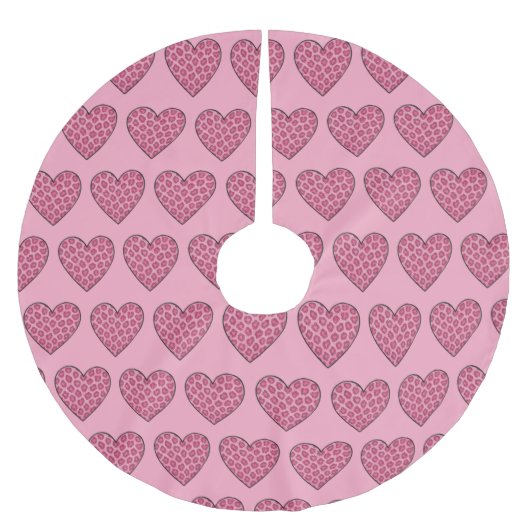 Roze Luipaardprint Harten Kerstboom Rok (Voorkant)