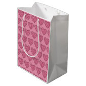 Roze Luipaardprint Harten Medium Cadeauzakje (Achterkant Gekanteld)