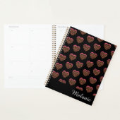 Roze Luipaardprint Harten Naam Patroon Planner (Display)