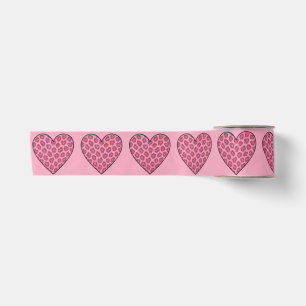 Roze Luipaardprint Harten Satijnen Lint