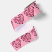 Roze Luipaardprint Harten Satijnen Lint (Achterkant)