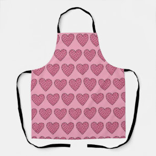 Roze Luipaardprint Harten Schort