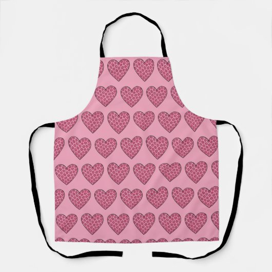 Roze Luipaardprint Harten Schort (Voorkant)