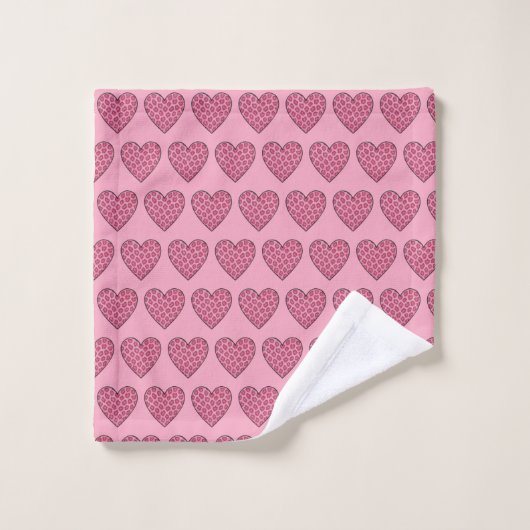 Roze Luipaardprint Harten Washandje (Wasdoekje)