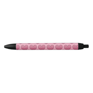Roze Luipaardprint Harten Zwarte Inkt Pen