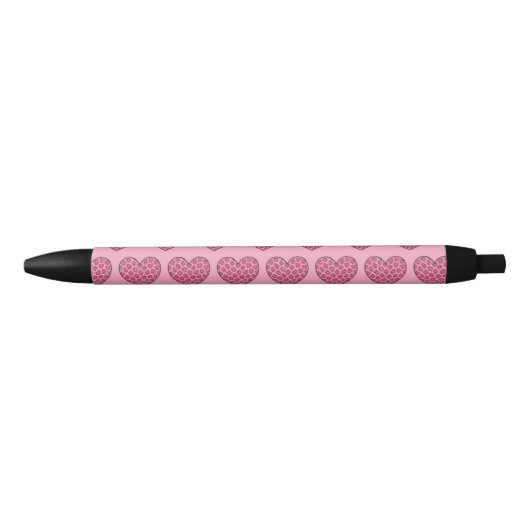 Roze Luipaardprint Harten Zwarte Inkt Pen (Voorkant)