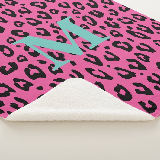 Roze luipaardprint kleine sherpa deken (3/4)