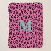 Roze luipaardprint kleine sherpa deken (Voorkant)
