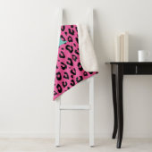Roze luipaardprint kleine sherpa deken (In situ)