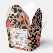 Roze Luipaardprint met Bloemen  Bedankdoosjes (Geopend)